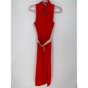 ANTONIO MELANI Red Midi Dress with Cream Belt